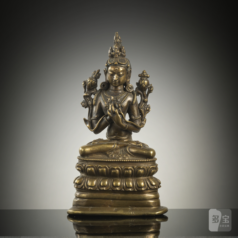 A BRONZE FIGURE OF MANJUSHRI